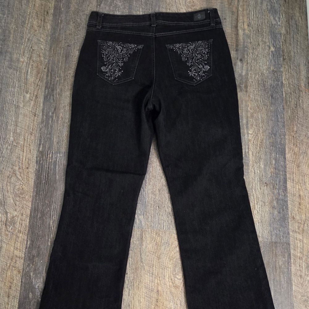 Bandolino Charcoal Black Stretch Bling Pocket Bootcut Jeans - Picture 8 of 12